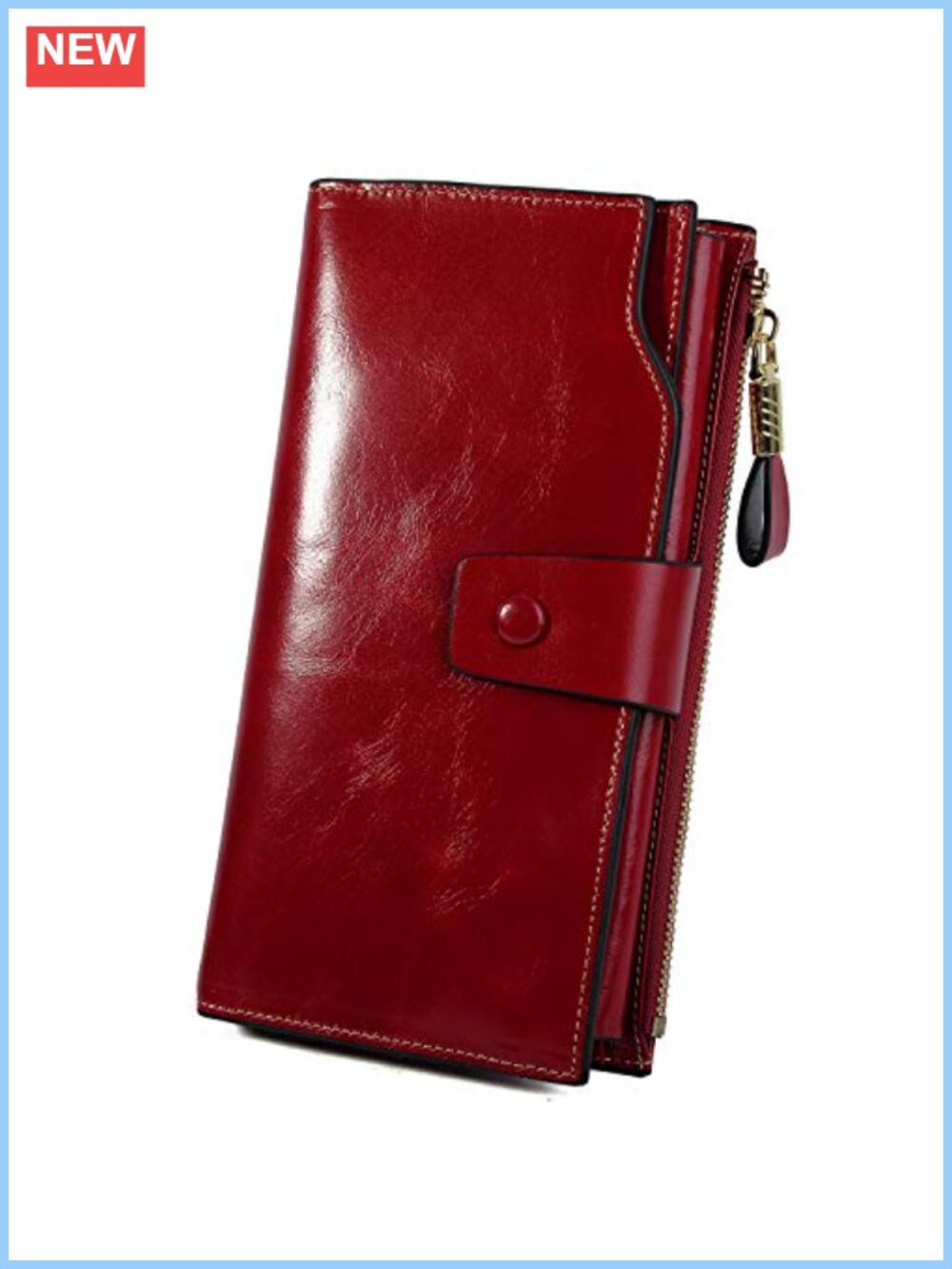 RFID Genuine Leather Wallet 21 Card Slots Phone Pocket